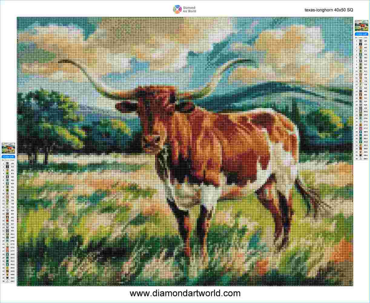 Texas Longhorn - Diamond Painting Layout
