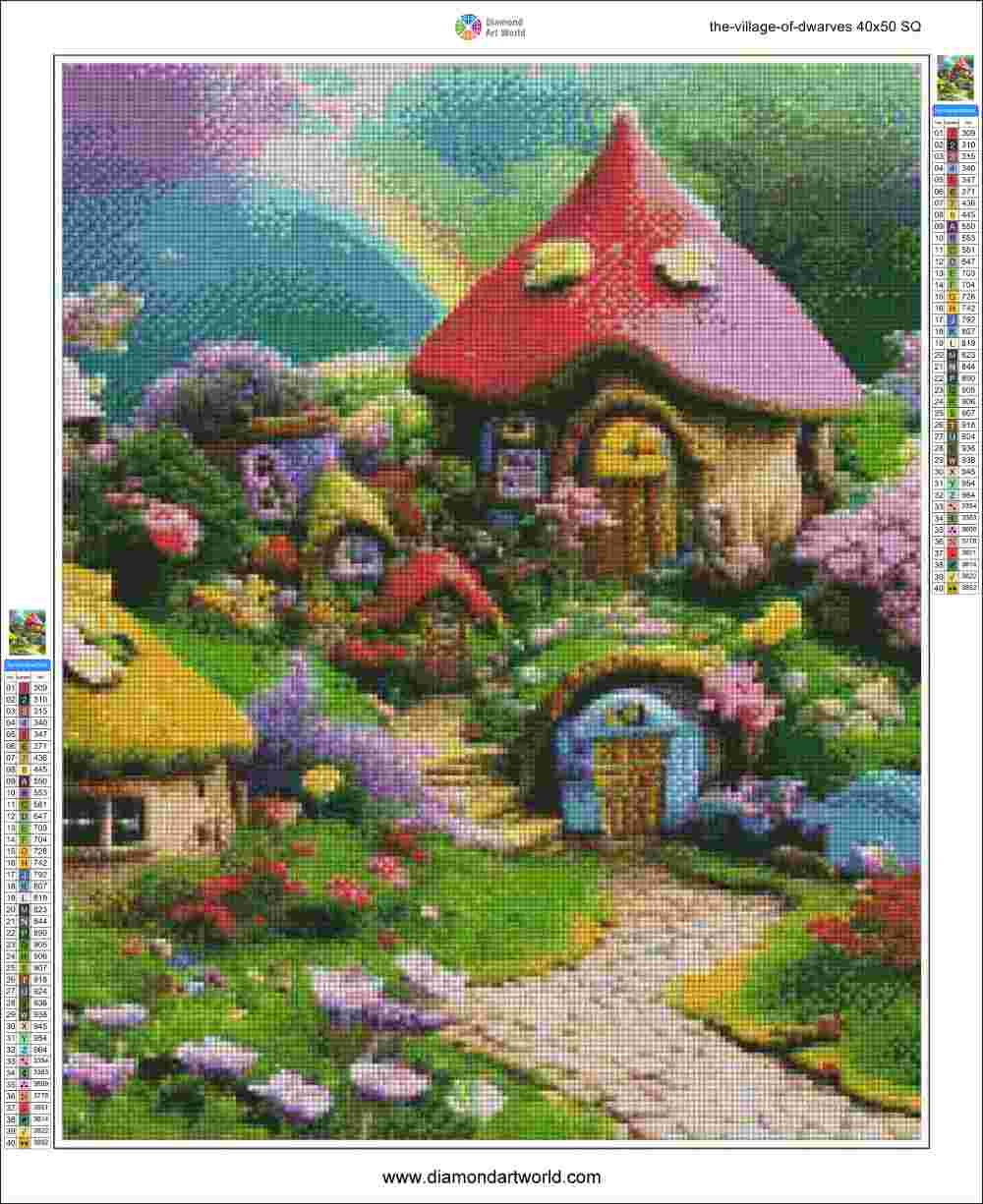 The Village of Dwarves - Diamond Painting Layout
