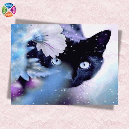 Violet Cat in the Snow - Diamond Painting