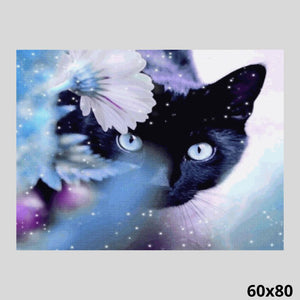 Violet Cat in the Snow 60x80 - Diamond Painting
