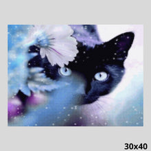 Load image into Gallery viewer, Violet Cat in the Snow 30x40 - Diamond Painting
