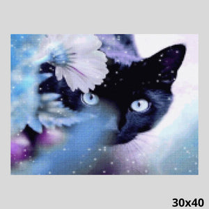 Violet Cat in the Snow 30x40 - Diamond Painting