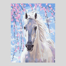 Load image into Gallery viewer, White Horse in Spring - Diamond Painting
