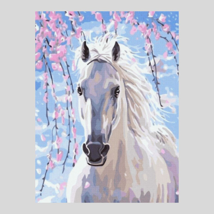 White Horse in Spring - Diamond Painting