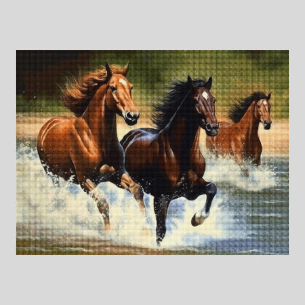 Three wild horses -Diamond Art World