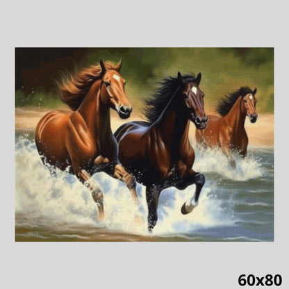 Three wild horses 60x80 -Diamond Art World