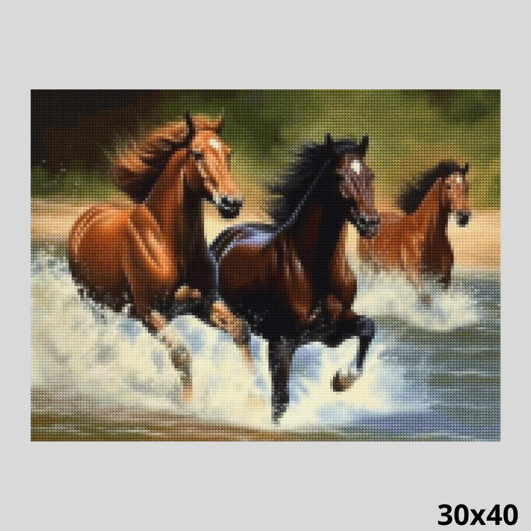 Three wild horses 30x40 -Diamond Art World
