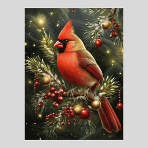 Winter Cardinal Perch - Diamond Painting