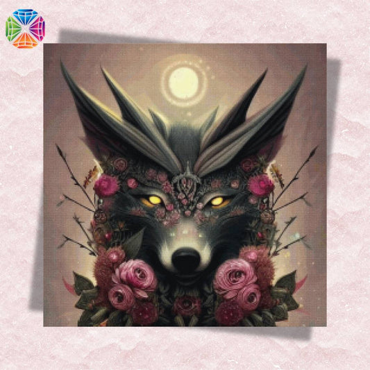 Wolf in Flowers Fantasy - Diamond Painting