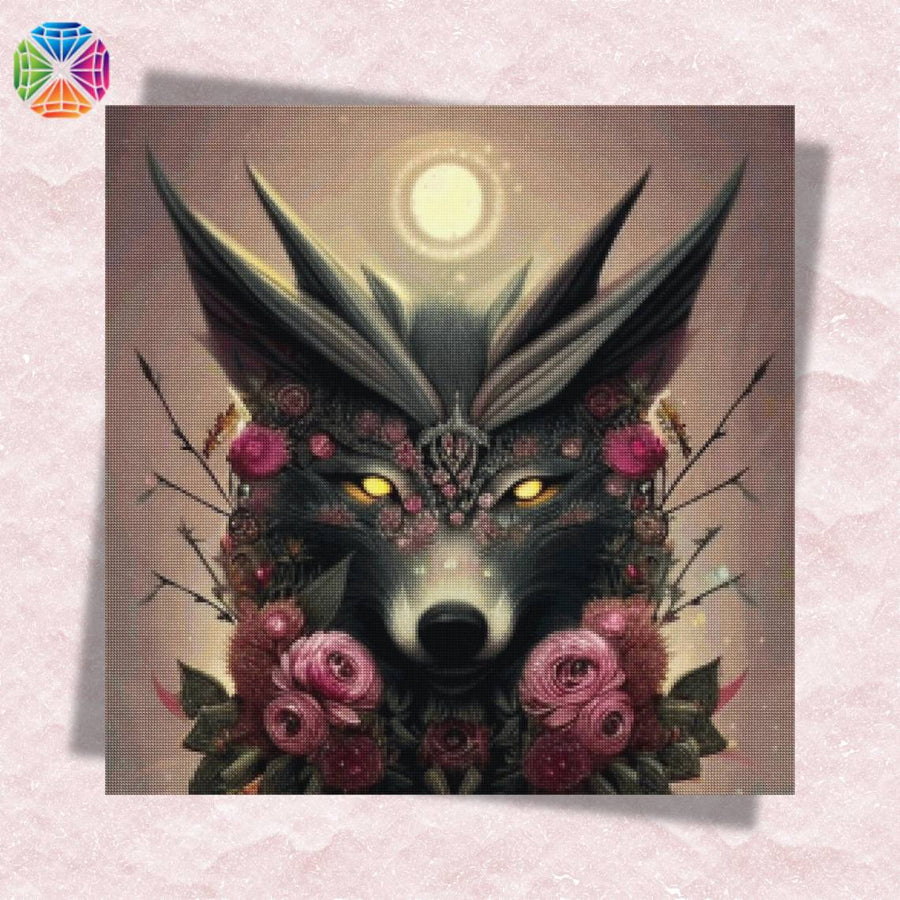 Wolf in Flowers Fantasy – Diamond Painting