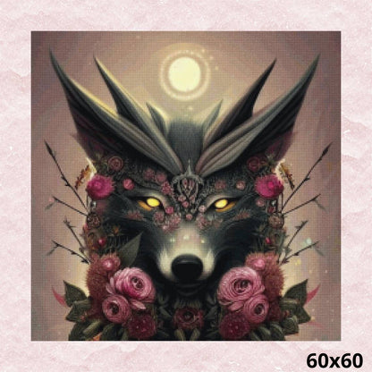 Wolf in Flowers Fantasy 60x60 - Diamond Painting