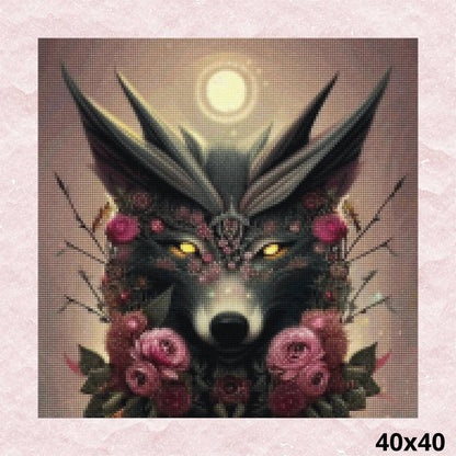 Wolf in Flowers Fantasy 40x40 - Diamond Painting