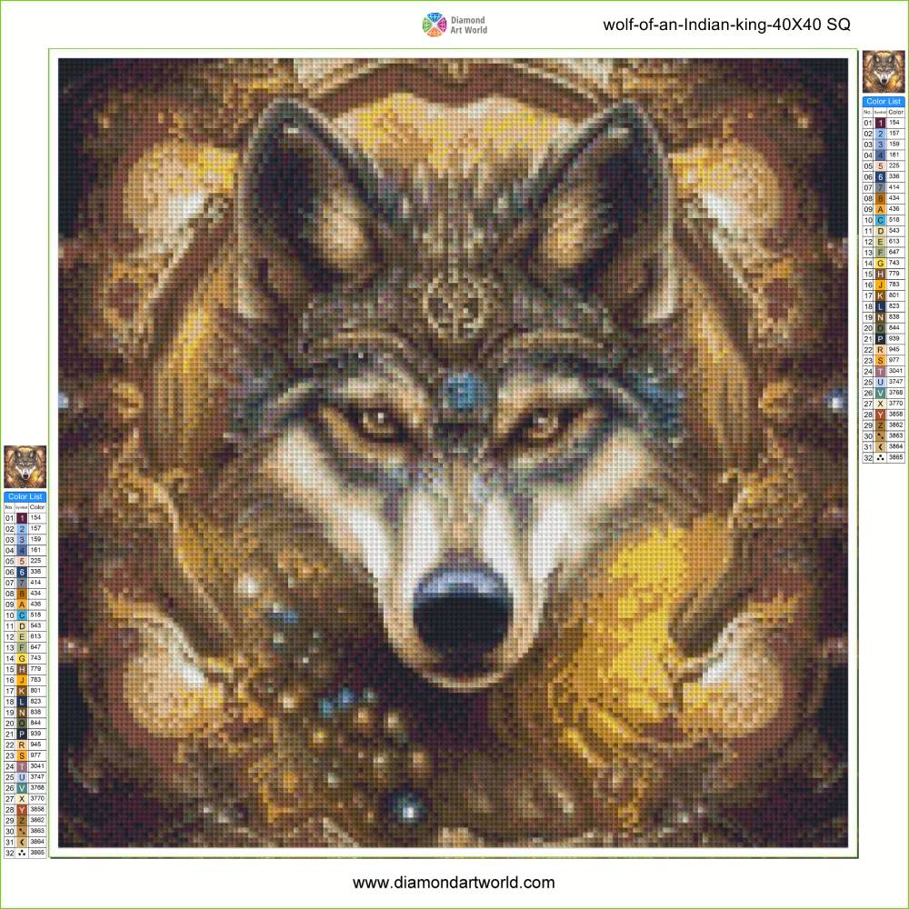 Wolf of an Indian King - Diamond painting layout