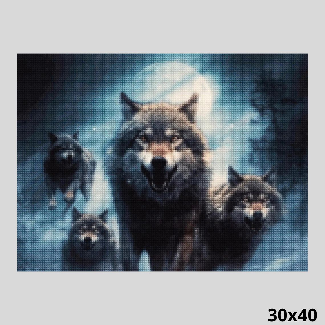 Wolves at Night 30x40 Diamond Painting