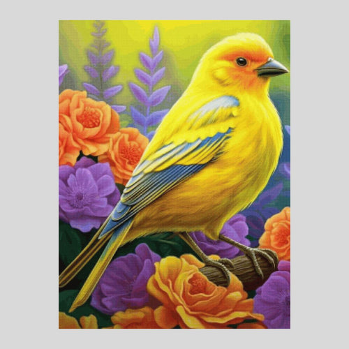 Yellow Bird in Flowers - Diamond Painting