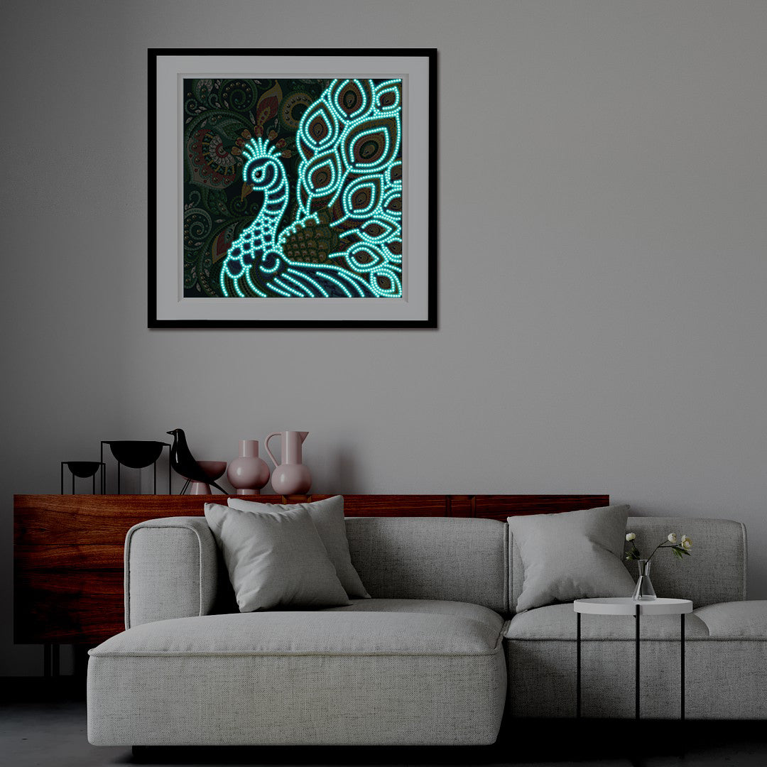Amazing Peacock Glow in the Dark Night