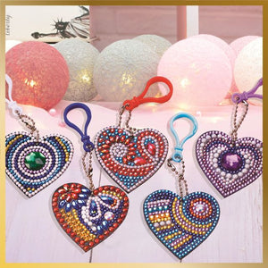 diamond art keychains hearts 5 pcs
