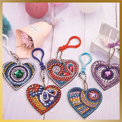 diamond art keychains hearts