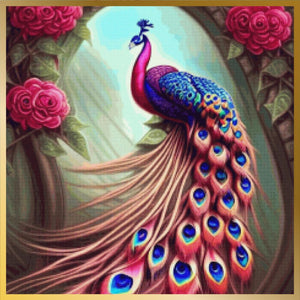 Peacock Rose Fantasy Diamond Painting