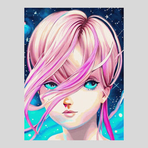 Pink Hair Girl Diamond Art World