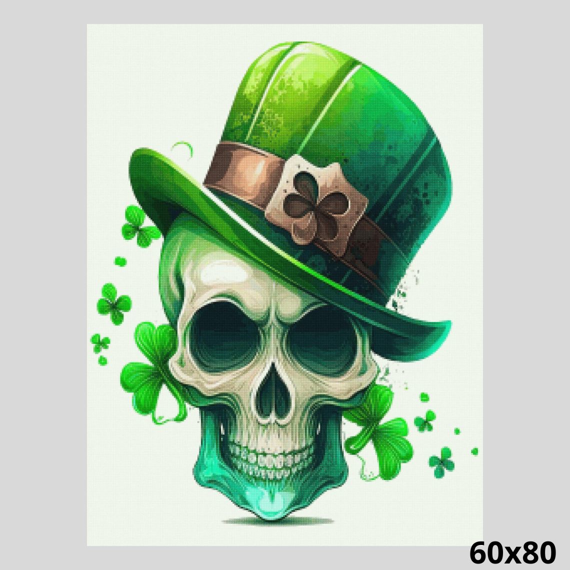 St. Patrick Skull with Green Hat 60x80 Diamond Painting