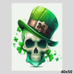 St. Patrick Skull with Green Hat 40x50 Diamond Art