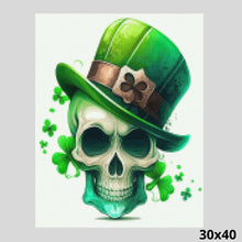 Load image into Gallery viewer, St. Patrick Skull with Green Hat 30x40 Diamond Art
