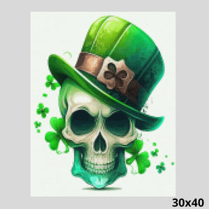 St. Patrick Skull with Green Hat 30x40 Diamond Art