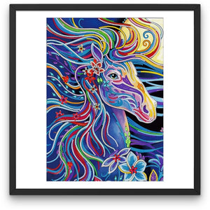 Diamond Painting Deutschland - Diamond Painting picture stretched on a  wooden stretcher, unicorn, round rhinestones diamonds, approx. 50x40cm,  partial picture