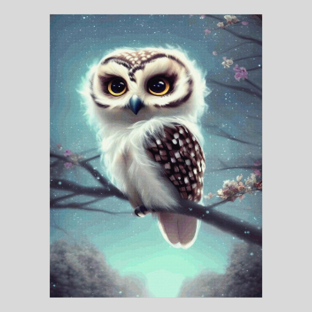 Cute Owl on Cherry Tree Diamond Art World