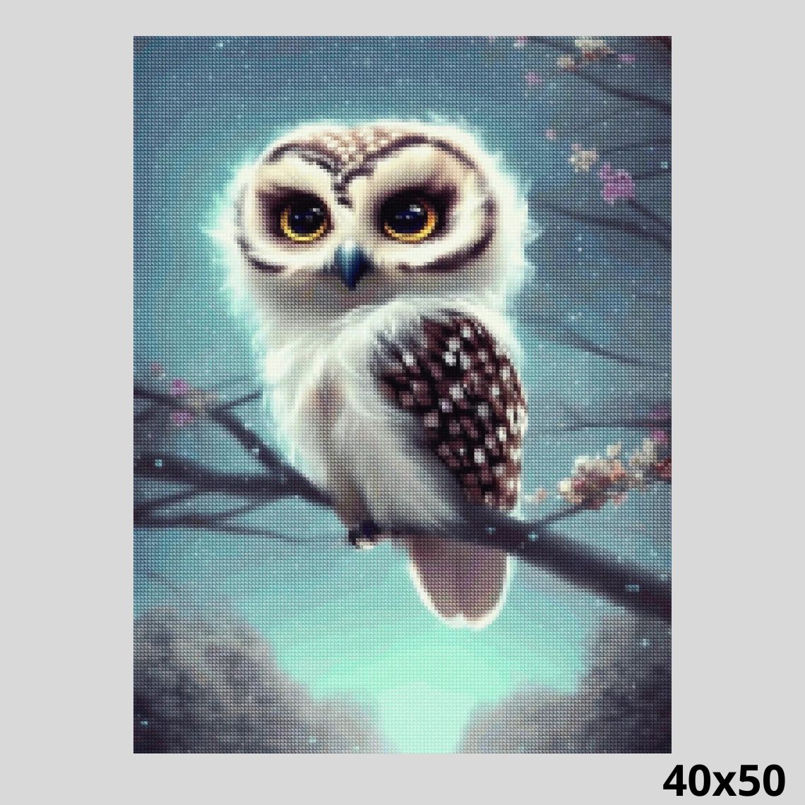 Cute Owl on Cherry Tree 40x50 Diamond Art World