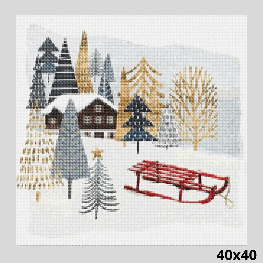 Easy Painting Winter Country 40x40 Diamond Painting