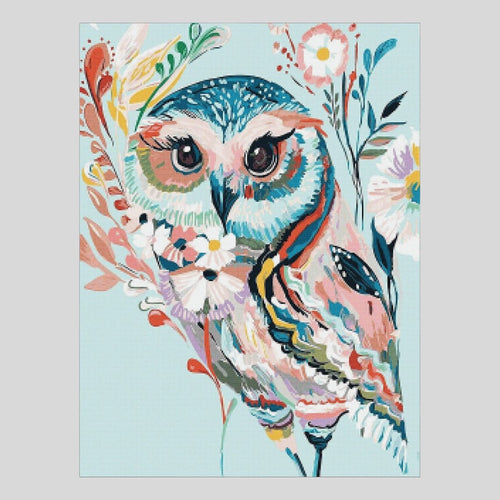 Flowery Folk Art Owl Diamond Art World