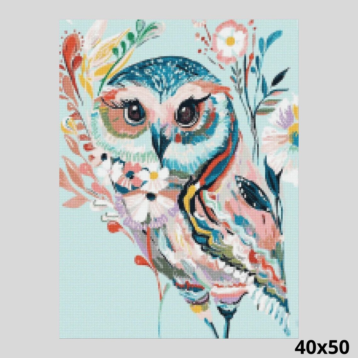 Flowery Folk Art Owl 40x50 Diamond Art World