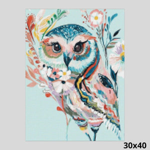 Flowery Folk Art Owl 30x40 Diamond Art World