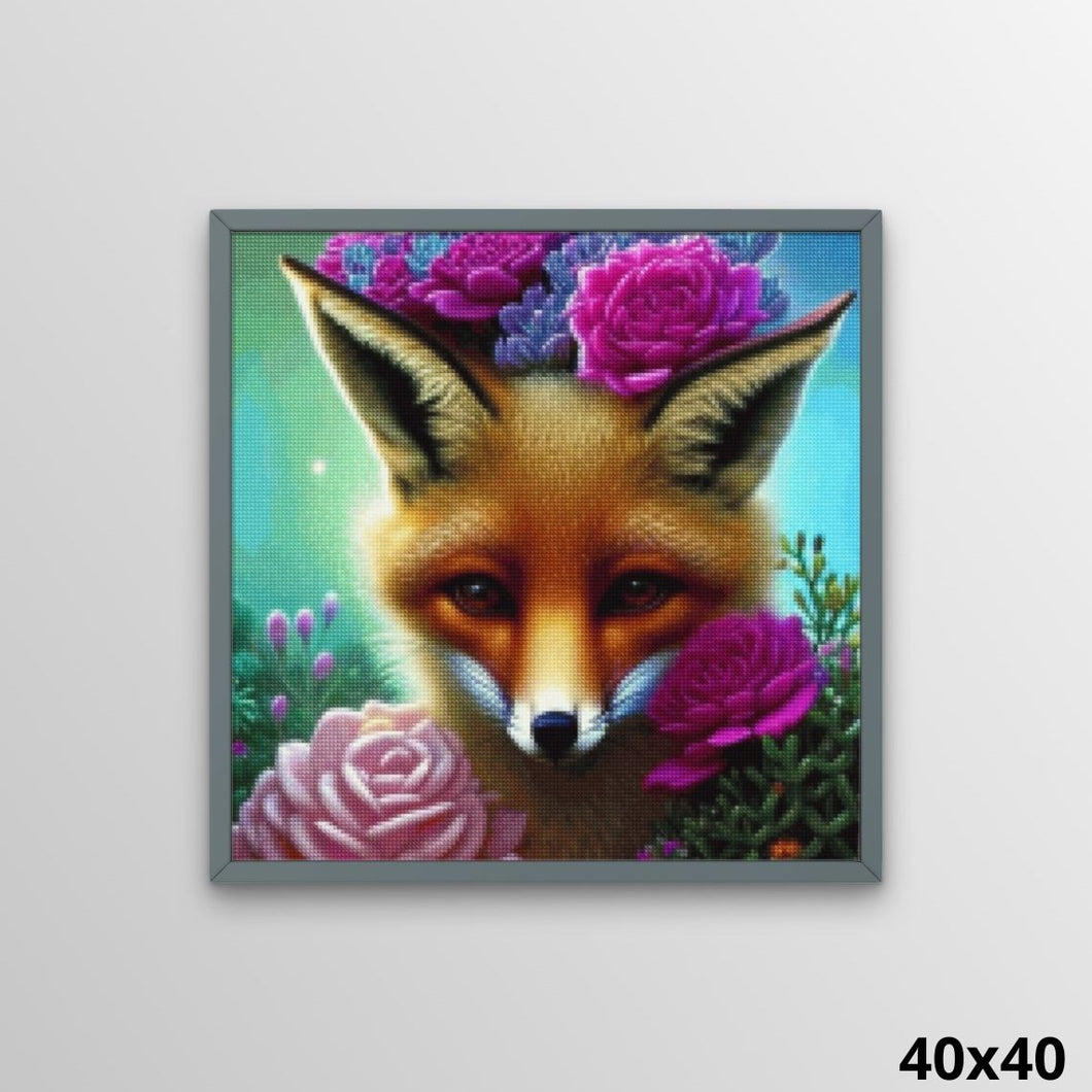 Fox the Queen of Flowers 40x40 Diamond Painting