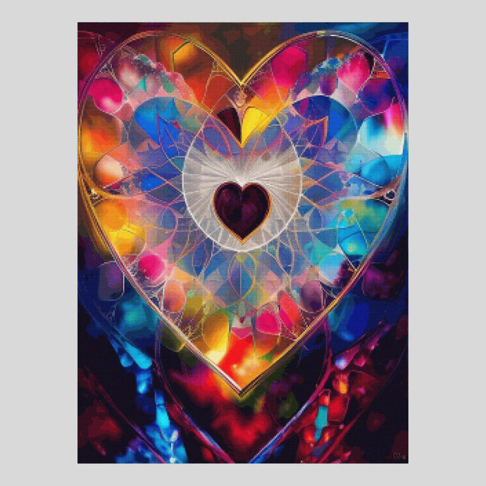 Glass Stained Kaleidoscope Heart Diamond Painting