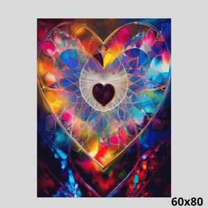 Glass Stained Kaleidoscope Heart 60x80 Diamond Painting