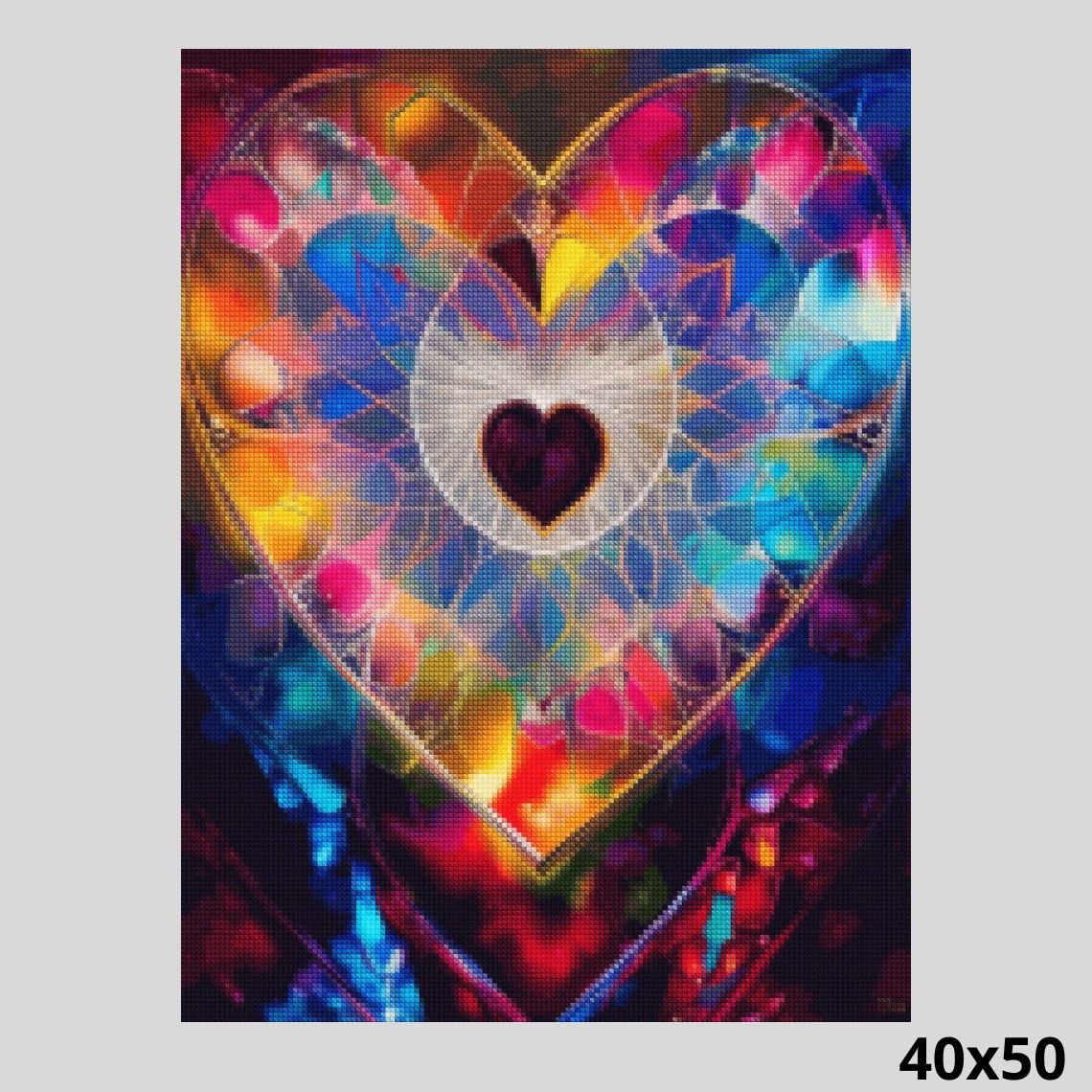 Glass Stained Kaleidoscope Heart 40x50 Diamond Painting
