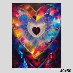 Glass Stained Kaleidoscope Heart 40x50 Diamond Painting