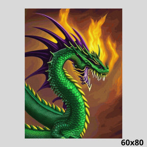 Green Dragon Breathing Fire 60x80 Diamond Art