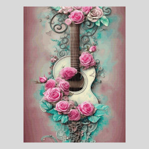 Guitar in Embrace of Roses Diamond Painting