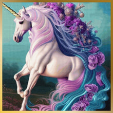 Load image into Gallery viewer, Majestic Unicorn with Flowery Mane Diamond Painting
