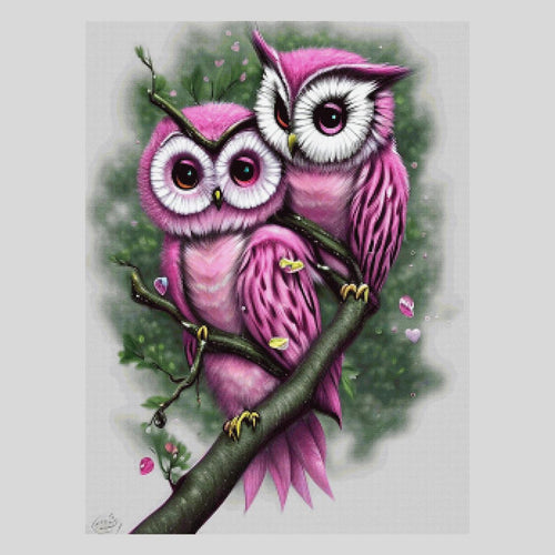 Pink Pair of Owls Diamond Painting
