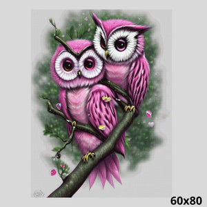 Pink Pair of Owls 60x80 Diamond Painting
