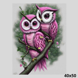 Pink Pair of Owls 40x50 Diamond Painting