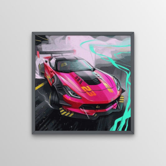 Pink Racing Car Diamond Painting