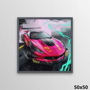 Pink Racing Car 50x50 Diamond Painting