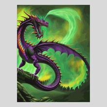 Load image into Gallery viewer, Purple Dragon in Green Mist Diamond Art World
