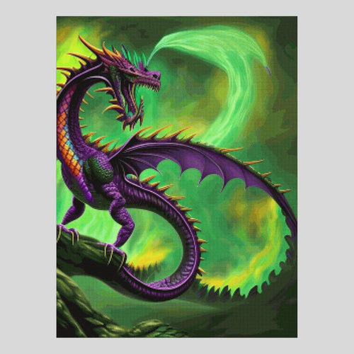 Purple Dragon in Green Mist Diamond Art World